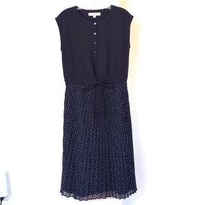 LOFT Navy blue pleated Henley dress, size 4